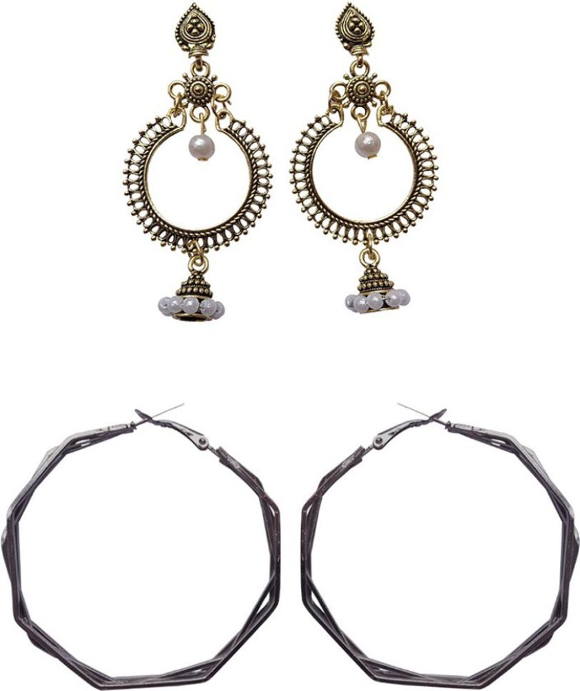 BEUTEOUS Combo of 2 pair Golden Jhumki & three layer Circular earring for Women and Girls Alloy, Metal Earring Set, Stud Earring, Hoop Earring