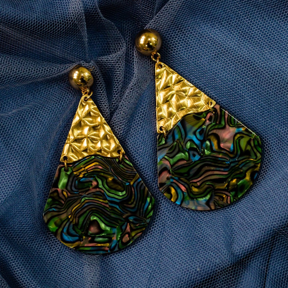 Ishhaara Acrylic Fan Earring Peacock Brass, Zinc Drops & Danglers
