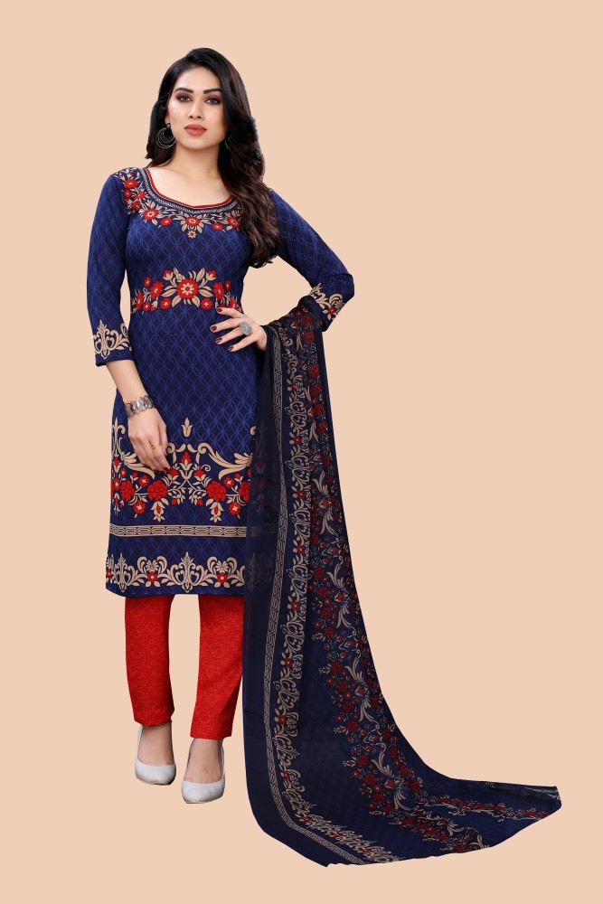 AYKA CLOTHINGS Crepe Embroidered Salwar Suit Material