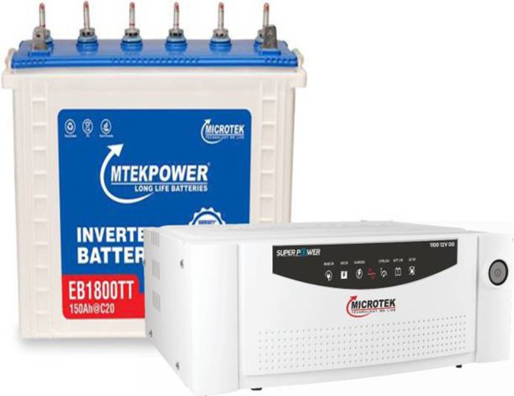 MTEK POWER EB1800TT+Microtek DG700 Tubular Inverter Battery