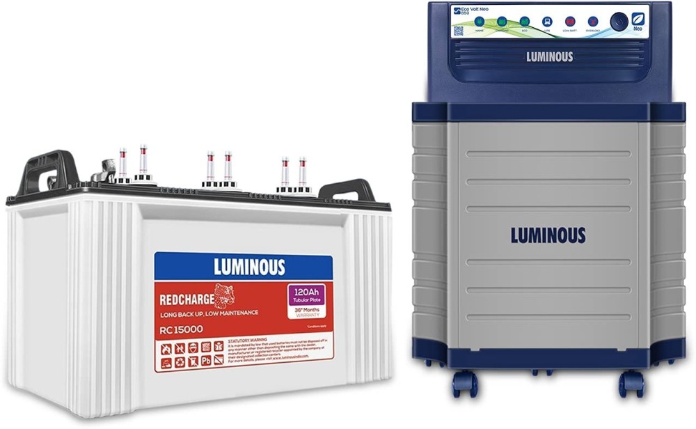 LUMINOUS Eco Volt Neo 850 Inverter_RC 15000 Battery_Trolley Tubular Inverter Battery