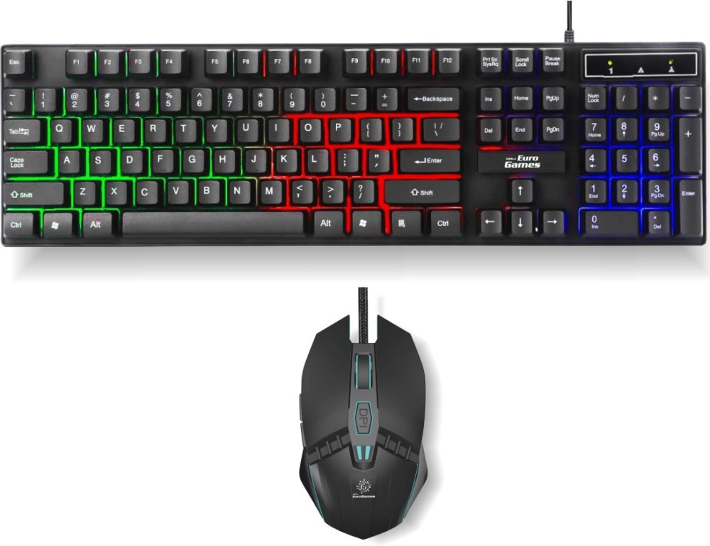 RPM Euro Games Gaming Keyboard & Mouse Combo | RGB Keyboard | Upto 3200 DPI, 6 Buttons Mouse Wired USB Gaming Keyboard