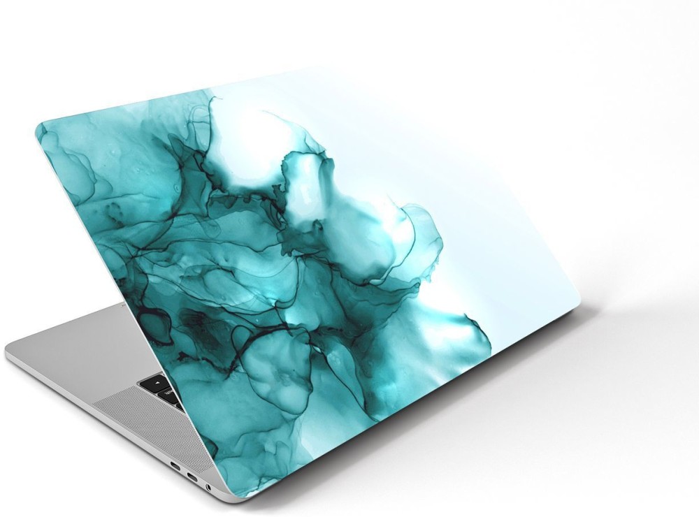 WallStack Marble/Alcohol Art Ink Skin/Sticker for Laptops, HD Print, Teal Vinyl Laptop Decal 15.6