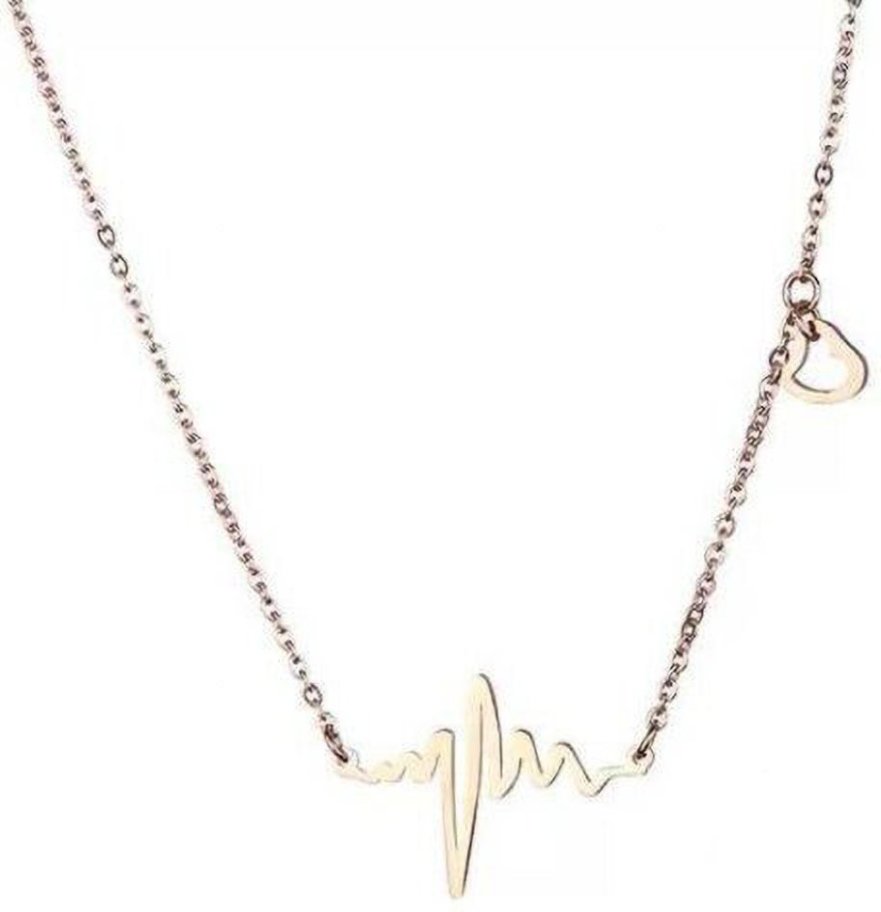 TipsyTrinkets Stylish Heartbeat Shape Pendant With Chain Cute Trendy Romantic Chain Locket Alloy Chain