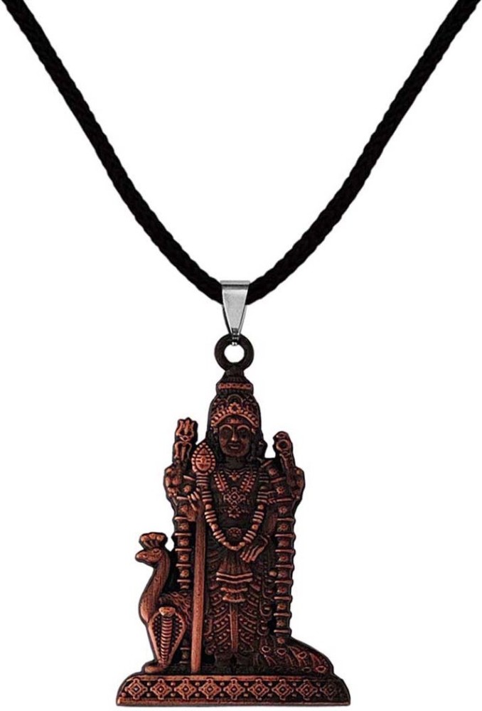 Shiv Jagdamba South Indian Lord Murugan Kartikeya Tamil Om VEL Gada Cotton Dori Pendant Rhodium Zinc, Metal Pendant