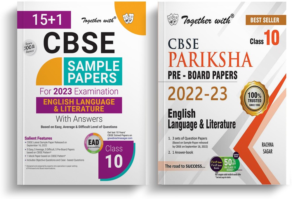 Together With CBSE Sample Paper & Pre-Board Pariksha Paper Class 10 English Language & Literature Exam 2023 (COMBO)