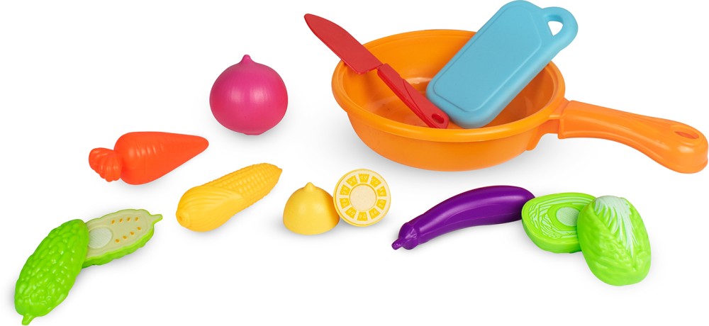 Kingdom of Play Vegetable set with Pan and 10 Pieces of different vegetables Multicolor 3Y+