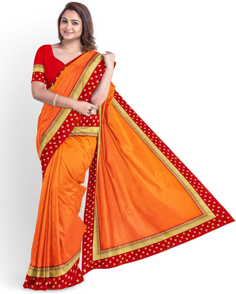 color bucket Self Design, Temple Border, Woven, Embellished, Solid/Plain Bollywood Silk Blend Saree