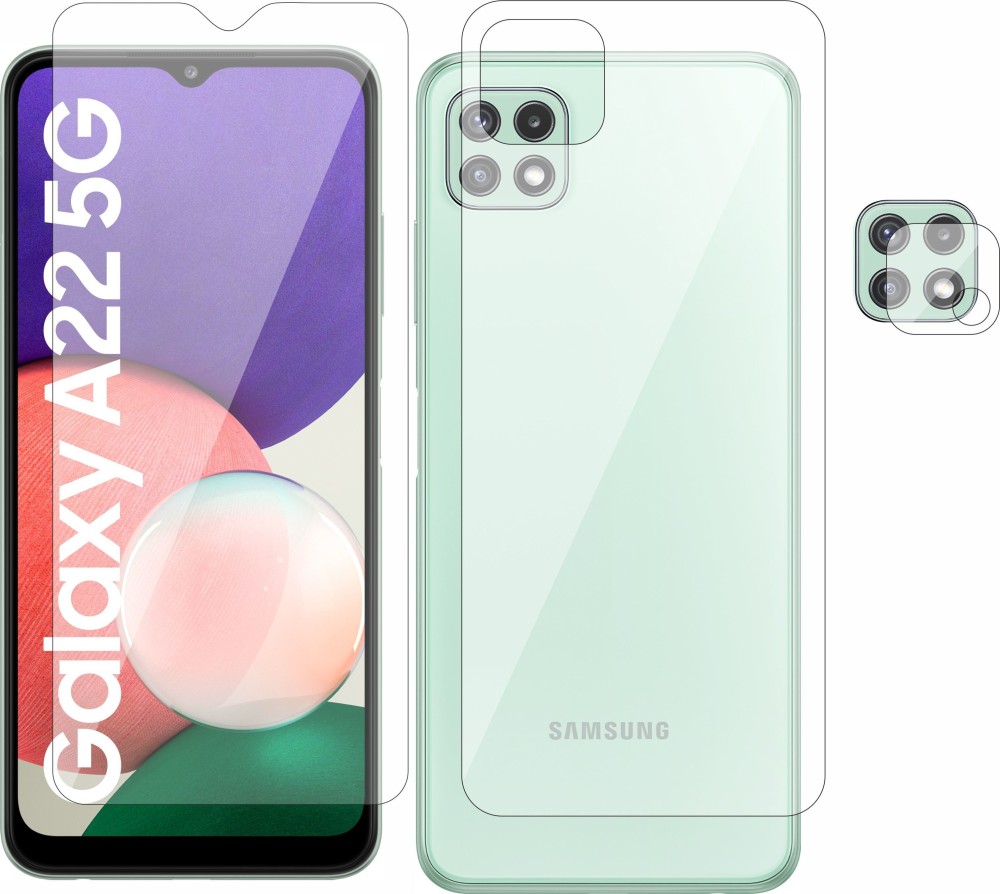 ZINJURIKI Front and Back Tempered Glass for Samsung Galaxy A22 5G With Camera Lens Protector