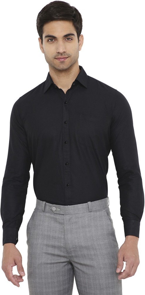 Associated Uniforms Men Solid Formal Black Shirt