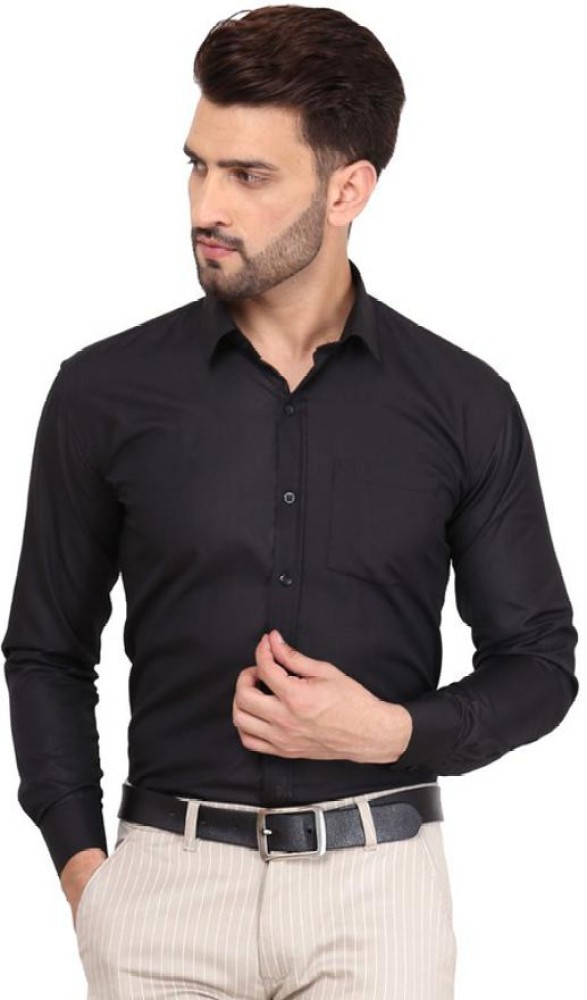 LF Fashion Men Solid Formal Black Shirt