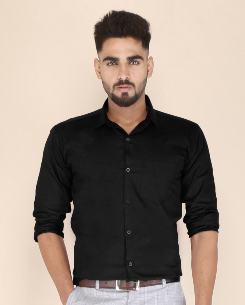 FUBAR Men Solid Formal Black Shirt