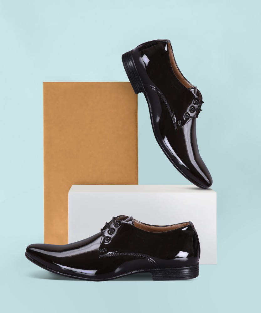 Bantox Black color Patent Formal Stylish Party Wear Lace Up Shoe For Men. Lace Up For Men