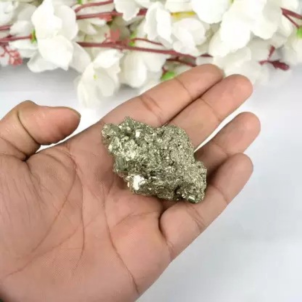 ONVOL Pyrite Cluster Rough Stone for Reiki Healing, Vastu Correction (Gold 30 g) Regular Asymmetrical Crystal Stone