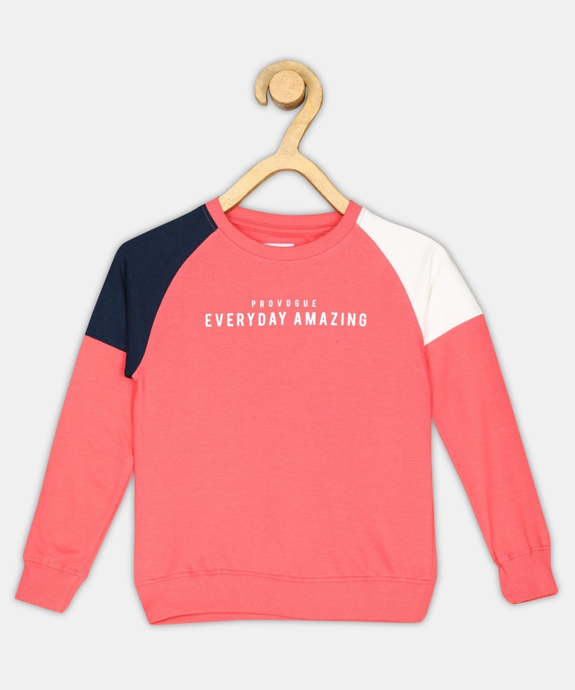PROVOGUE Full Sleeve Color Block Girls Sweatshirt