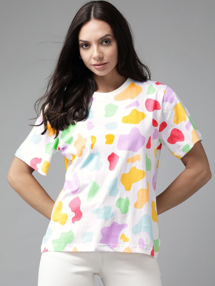 THE DRY STATE Graphic Print Women Round Neck Multicolor T-Shirt