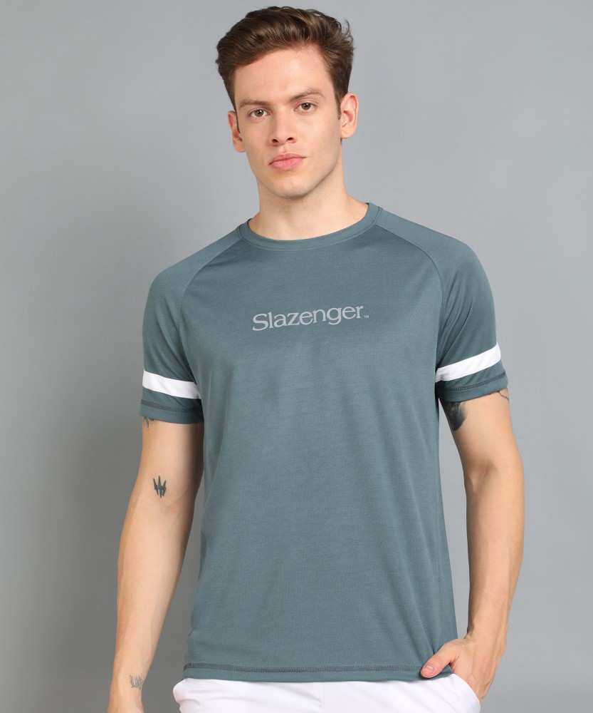 SLAZENGER Printed Men Round Neck Grey T-Shirt