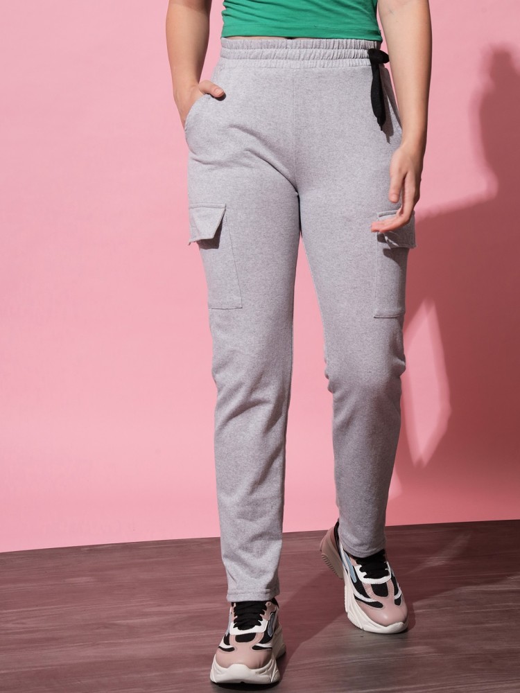 Q-Rious Solid Women Grey Track Pants