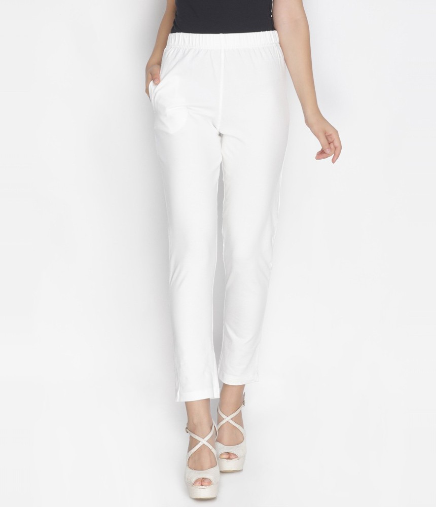 Lyra Slim Fit Women White Trousers