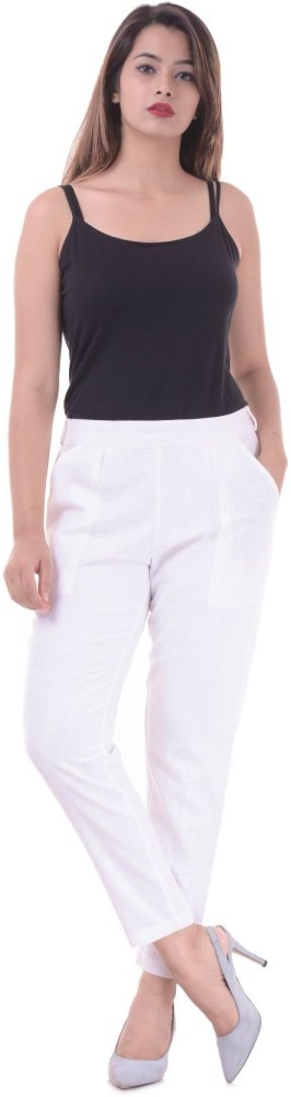Real Bottom Regular Fit Women White Trousers