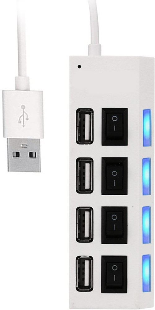 ZOKMOB 4 Port Hi-Speed USB Hub with Power Switch 4 Port USB Hub with Individual Switchs and LED Indicators Multi Adapter 4 USB USB Hub, Laptop Accessory, USB Charger, HDMI Connector