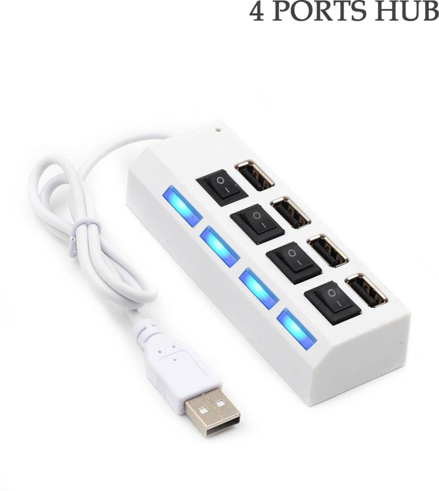 ZOKMOB 4 Port Hi-Speed USB Hub with Power Switch 4 Port USB HUB SuperSpeed 3.0 Portable Mini-Hub For Pendrive, Mouse, Keyboards USB Hub, Laptop Accessory, USB Charger, HDMI Connector