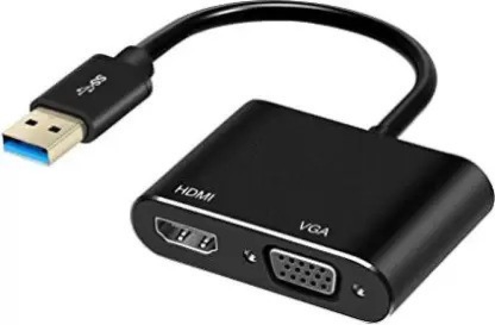 ULTRABYTES USB 3.0 to HDMI VGA Adapter Converter 2 in 1 USB to HDMI VGA Sync Output Multi External Display 4K HD 1080P Support Windows 7 8 10 HDMI Connector