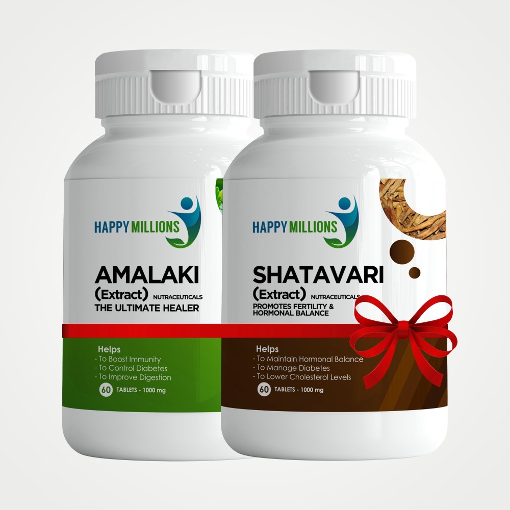 Happy Millions Amalaki and Shatavari Extract |Combo pack 2 (60 + 60 Tablets)