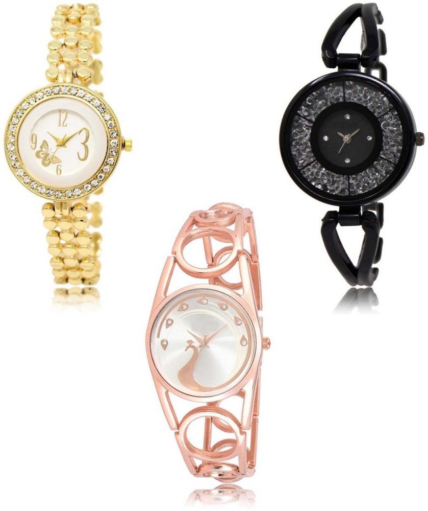 Red Robin Latest Set of 3 Stylish Attractive Professional Designer Combo Analog Watch  - For Women