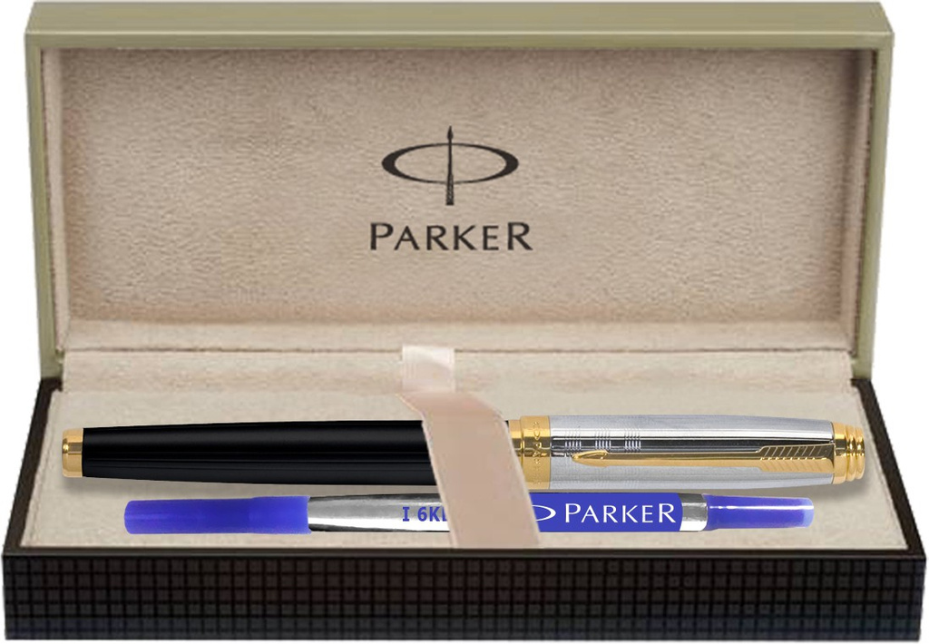parker ambient deluxe black gold trim roller ball pen