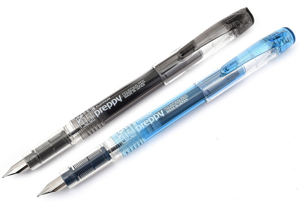 platinum preppy 05 medium nib black blue fountain pen
