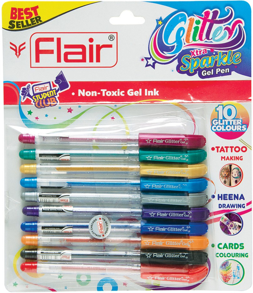 flair glitter sparkle 1 0mm gel pen blister pack smooth perfect…