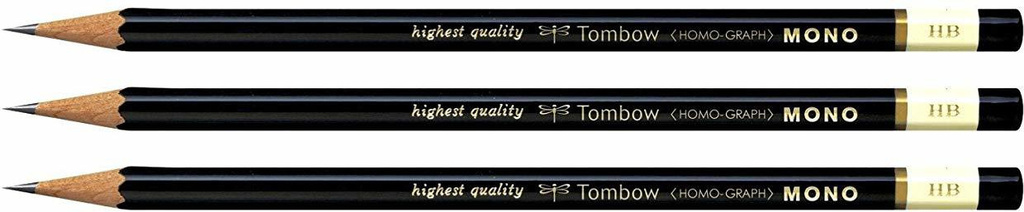 tombow mono drawing pencils hexagonal wooden body pack 3 grade hb pencil