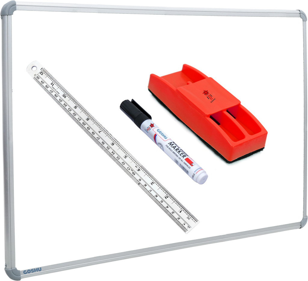 goshu non magnetic 2 feet x3 60 cm x 90 cm double sided white board chalk both side writing boards one marker reverse surface 2x3 feet pack 4 items white green