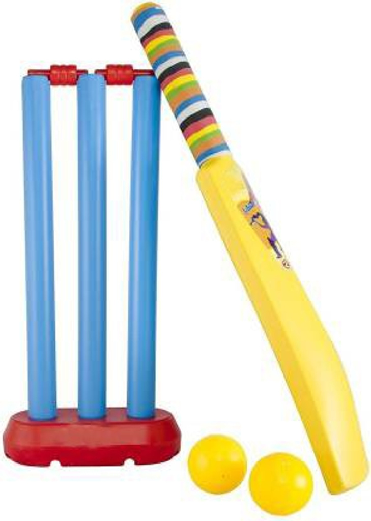 SKTOYZONE Plastic Light Weight Cricket kit for Kids Boys Bat & Ball Set Cricket Set with Stump and Ball Kit for 5-10 Year Old Kids Boys(1 bat, 2 Ball, 3 Wicket, 2 Stamp,1 Stand) No- 2 Cricket Kit Cricket Kit