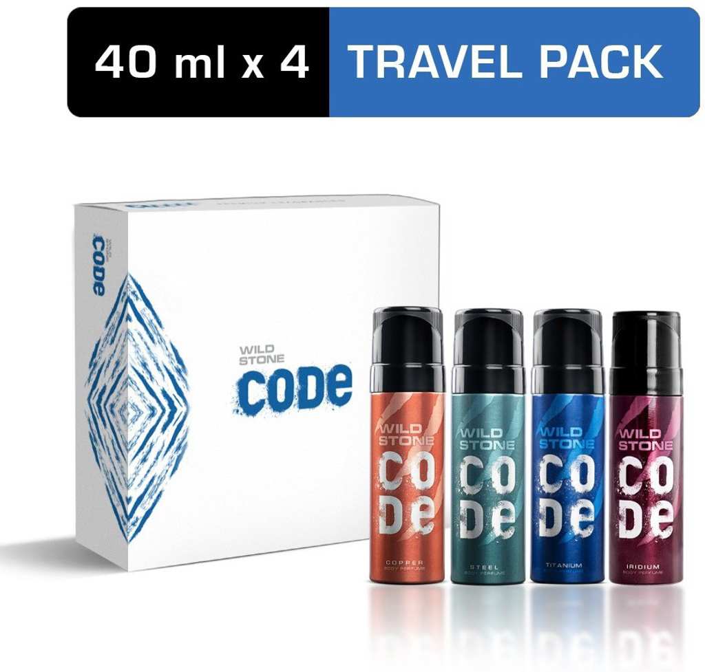 Wild Stone CODE Gift Pack (Iridium, Titanium, Steel & Copper) Perfume Body Spray  -  For Men