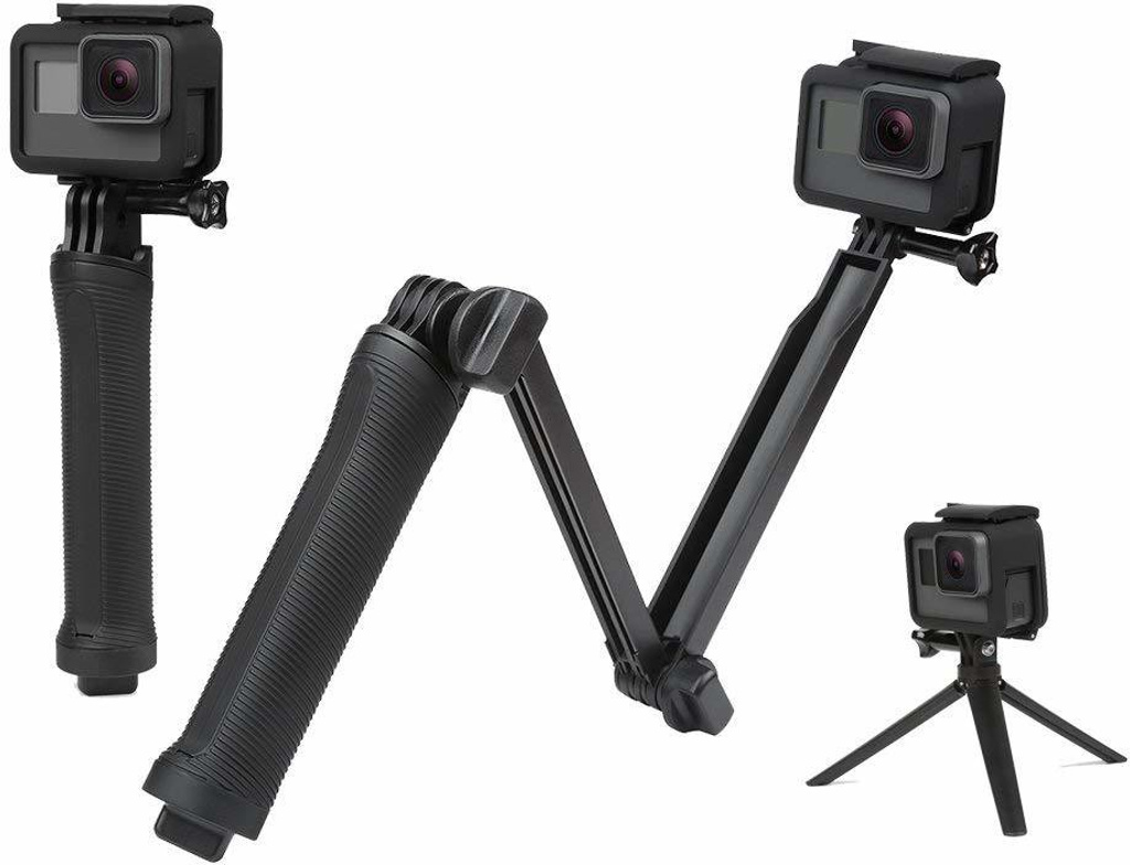 hiffin 3 way monopod grip arm tripod foldable selfie stick stabilizer mount holder gopro hero 9 8 7 6 5 sjcam sj6 sj7 sj5000 yi all action cameras