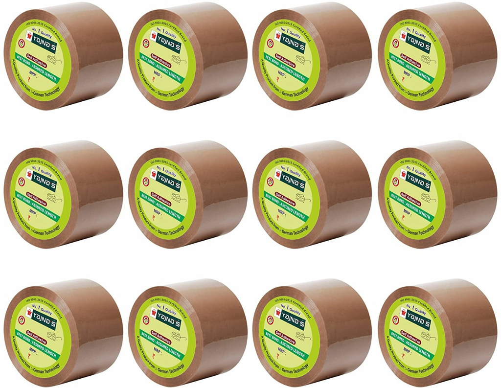 3 Inch 65 Meters, Combo Pack of 12, 50 Microns Brown BOPP Tape Self Adhesive High-Strength Packing Tape Rolls, Packaging Tape | Brown Cello Tape | Industrial Tape for Home, Office use & Box Packing Manual Dispenser Brown Cello Tape (Manual) (Set of 12, Brown)