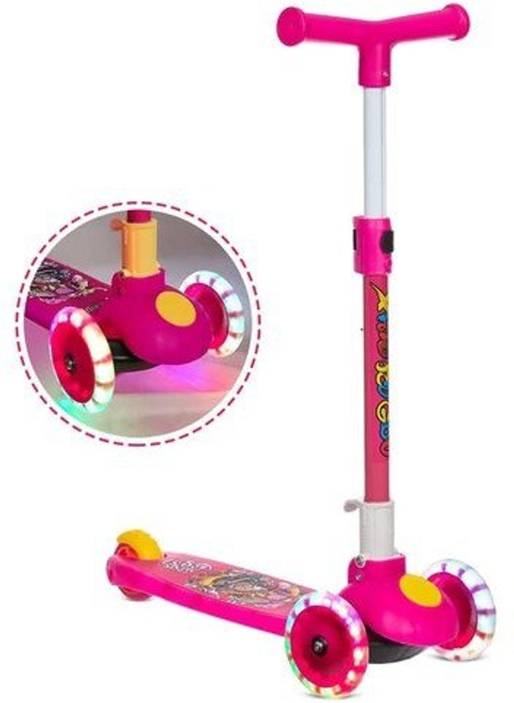 little creation adjustable height led light scooter foldable pu wheelsand brakes