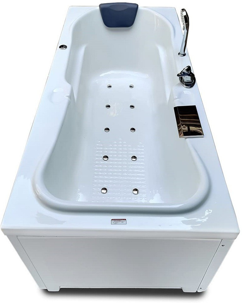 Rex 5.5 Feet Acrylic with Bubble Bath and Filler System (with Side Panel) -White Free-standing Bathtub (100 or Above L)