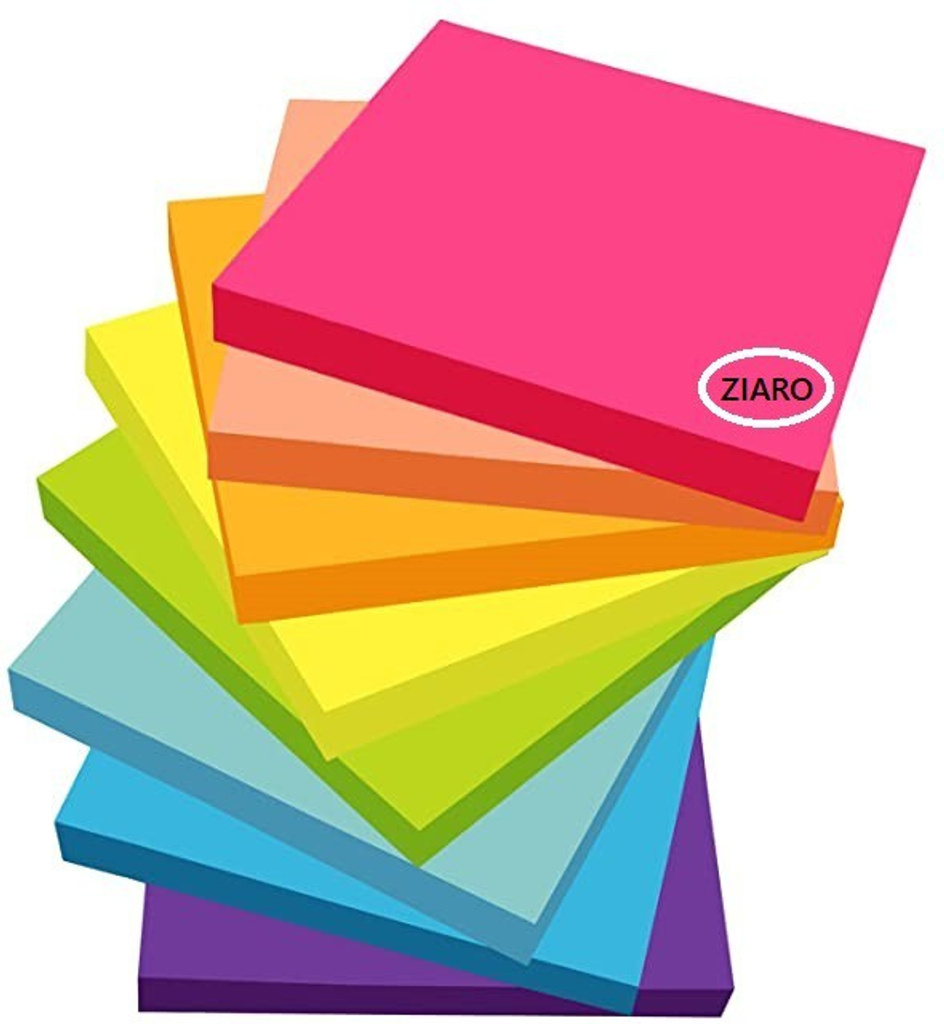 ziaro self sticky note pack 5 color 400 sheets 3 x 3 inches neon sheets note colors