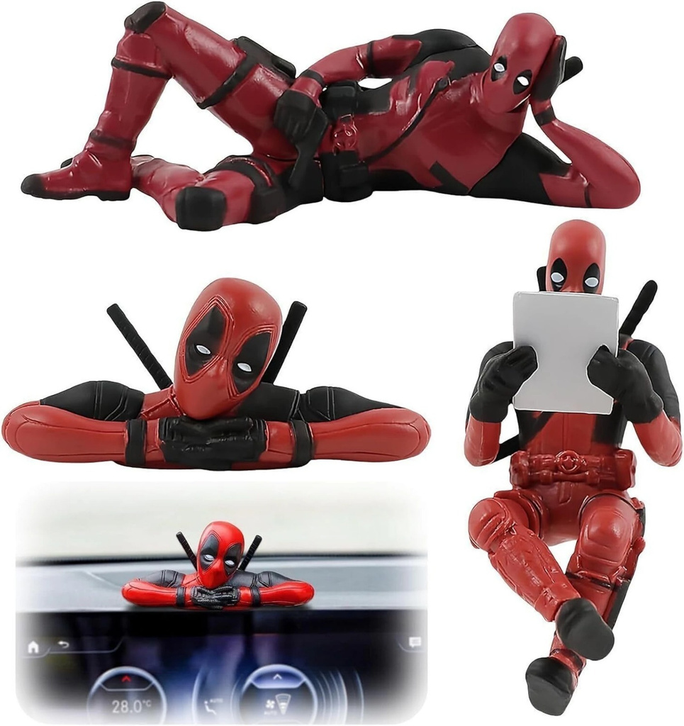 Deadpool Action Figure 3pcs Set Superhero For Car Decor Toy And for Home Decor (Red)