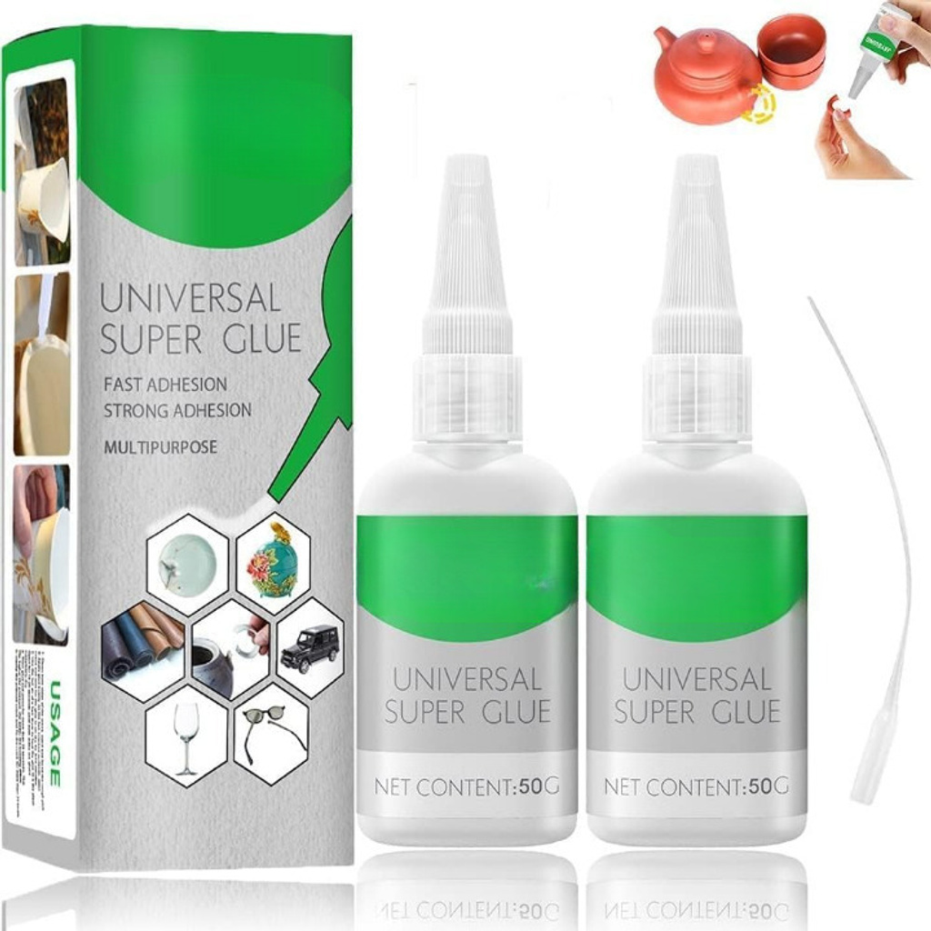 Multipurpose Adhesive Quick Repair Glue Universal Super Strong Instant Glue Quick Dry Welding, High Strength Oily Glue (Set of 2, White)
