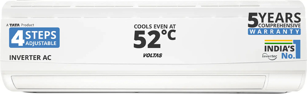 voltas 2025 model 1 5 ton 5 star split inverter 4 in 1 adjustable mode energy efficient high ambient cooling even 52c anti dust filter anti microbial coating auto clean ac