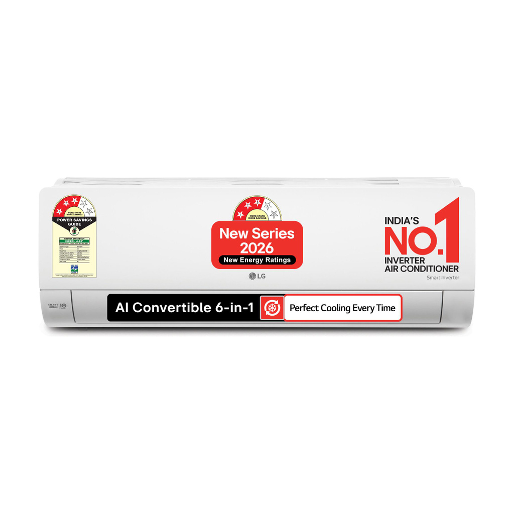 LG 2026 Model 1.5 tons 3 Star Split Smart Inverter Faster Cooling and Energy Saving, AI Convertible 6-in-1 Cooling, HD Filter with Anti Virus Protection, Cools at 55 Degree Celsius, Him Clean, VIRAAT Mode and Diet Mode Plus AC