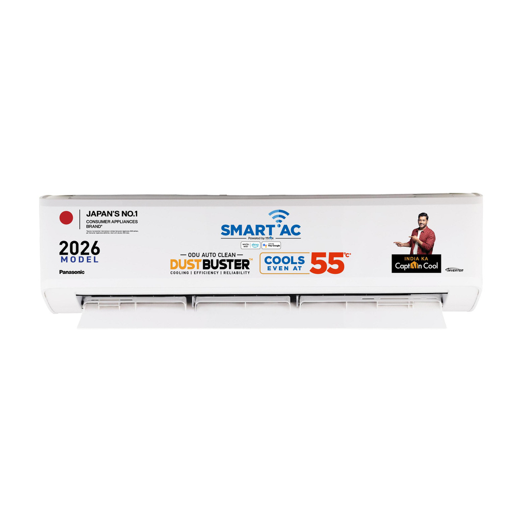 Panasonic 2026 Model 1.5 Ton 4 Star Split Inverter with Wi-fi Smart, DustBuster Tech, Matter Enabled, AI, Higher Airflow, 4-Way Swing, Cools at 55 Deg. C, Copper Condenser, 8in1 Convertible, PM0.1 Filter AC