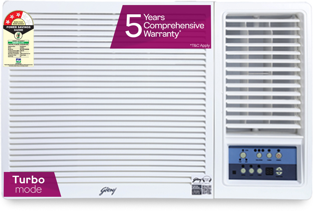 Godrej 2025 Model 1.5 Ton 5 Star Window Inverter Turbo Mode Anti-Dust Filter with Anti-Freeze Thermostat AC