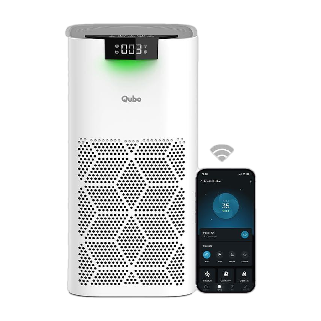 qubo smart air purifier q500 500 sqft hepa 13 app voice control room