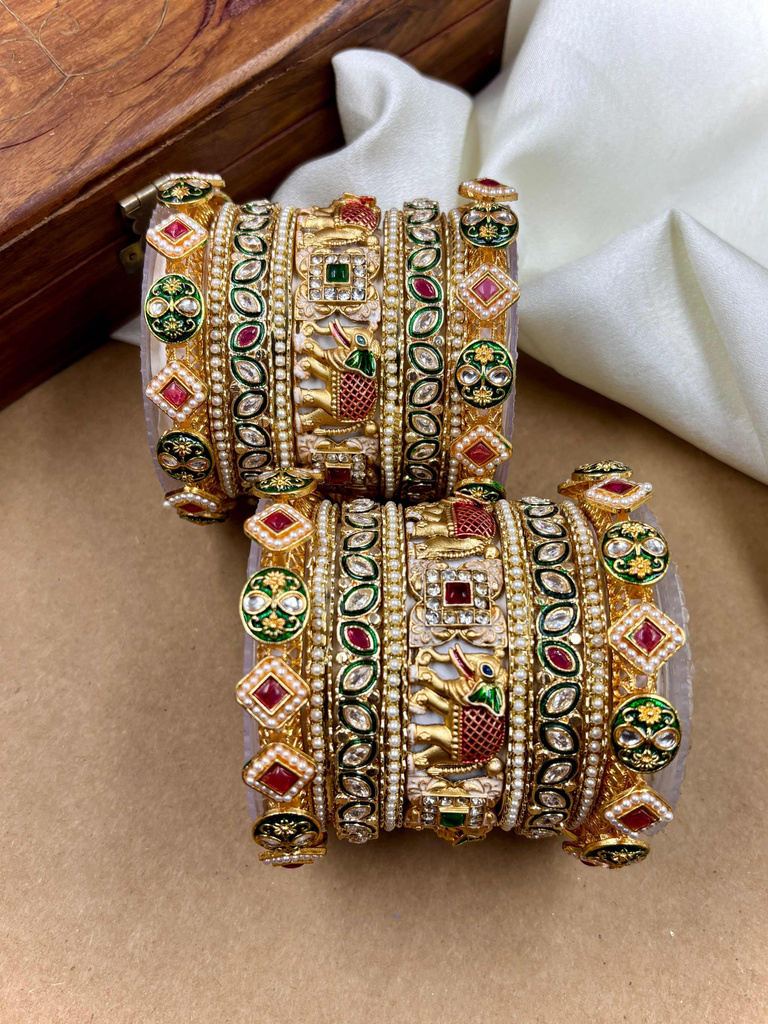 weddingchuda Metal Beads Bangle Set
