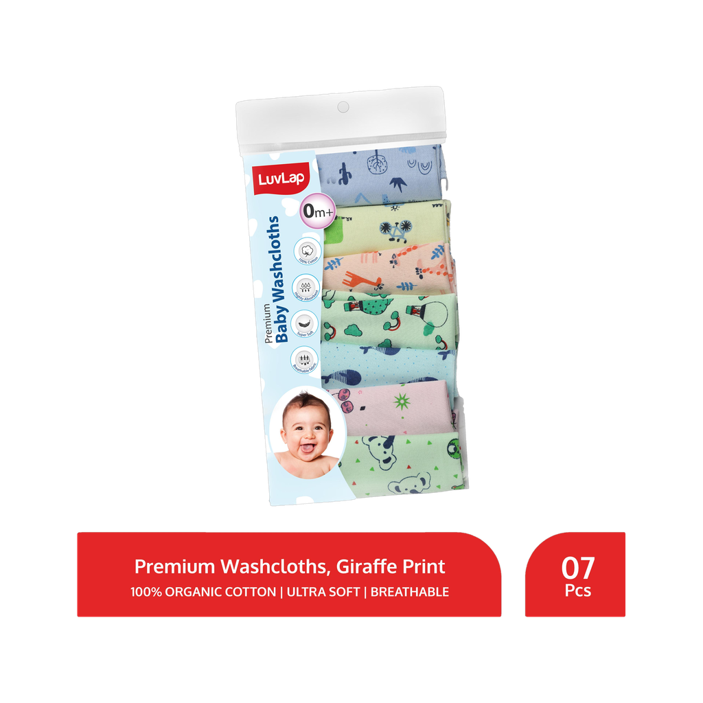 LuvLap Cotton 181 GSM Premium Baby Washcloth for New Born, 100% Hosiery Cotton Cloth, Face Towel Set